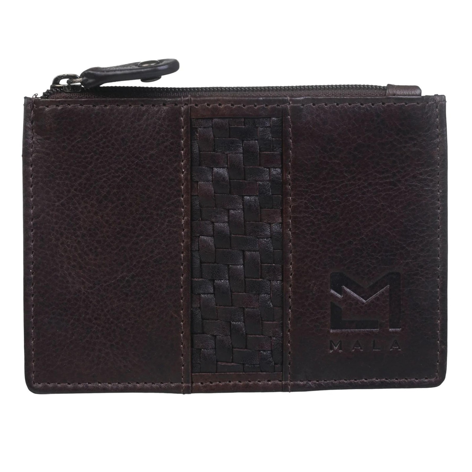 Mala Oxford Card & Coin Purse  Brown Leather Wallet, 3 Card Slots & Coin Zip