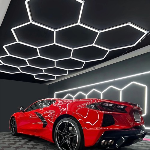 14X Hexagon LED Lampe Röhren Werkstatt Garage Wand Decken Leuchte Beleuchtung Vq