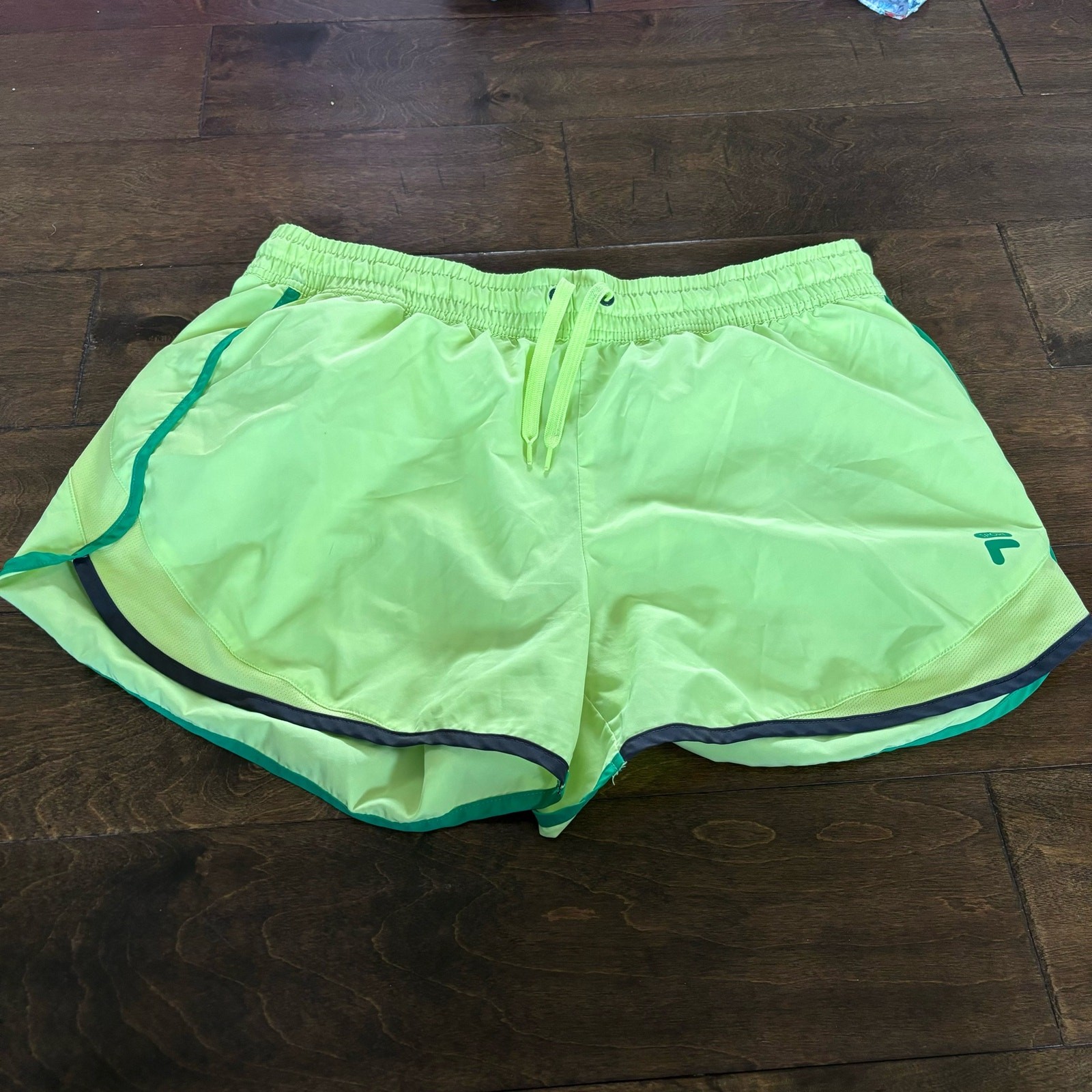 Fila pantaloncino donna medio foderato corsa atletica giallo verde fluo 3 5"