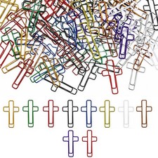 150 Pcs Cross Paper Clips Gold Paper Clips Bible Bookmark 10 Color