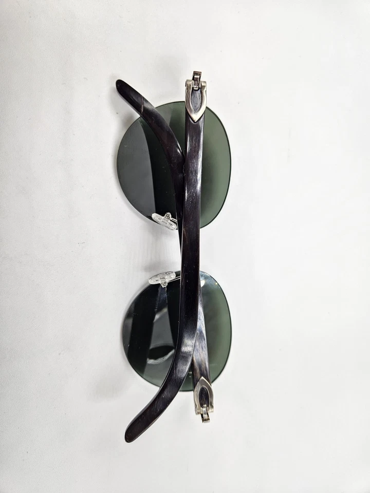 CARTIER Paris C Decor Black Buffalo Horn Platinum Sunglasses Frames - Image 2 of 4