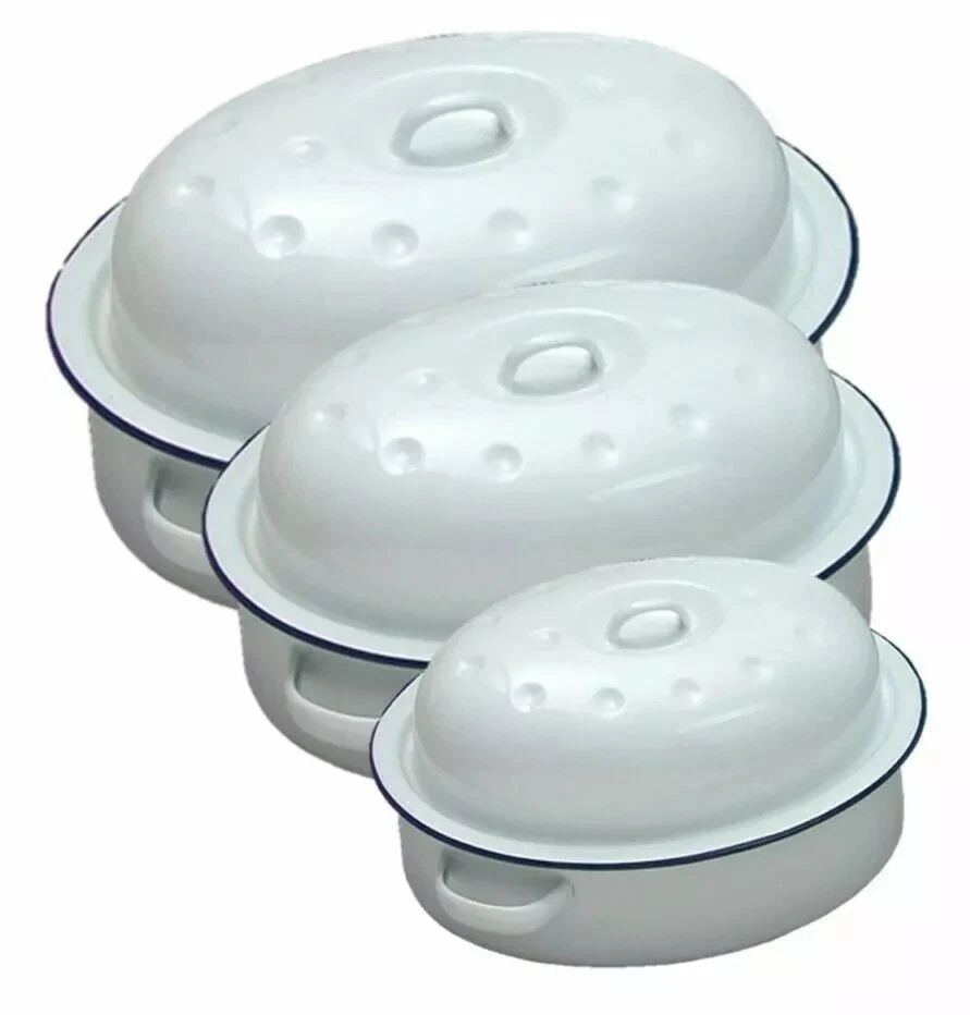 Oval Enamel Roaster Dish Roasting Oven Tray Pan With Lid Casserole Self Basting
Opens in a new windo