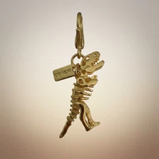 COACH Mini Gold T-Rex Dinosaur Rexy Metal Handbag Charm /Zipper Pull / Keychain