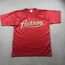 Vintage Houston Astros Jersey Mens Large Red MLB Stadium Giveaway Enron