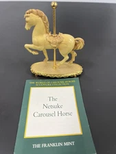 Franklin Mint The World of Carousel Horses Sculpture Netsuke Horse Gold M1041