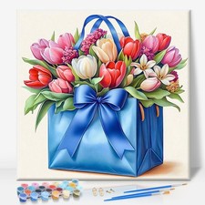 Framed Paint by Numbers Kit for Adults - Flowers Paint by Numbers with Frame for
