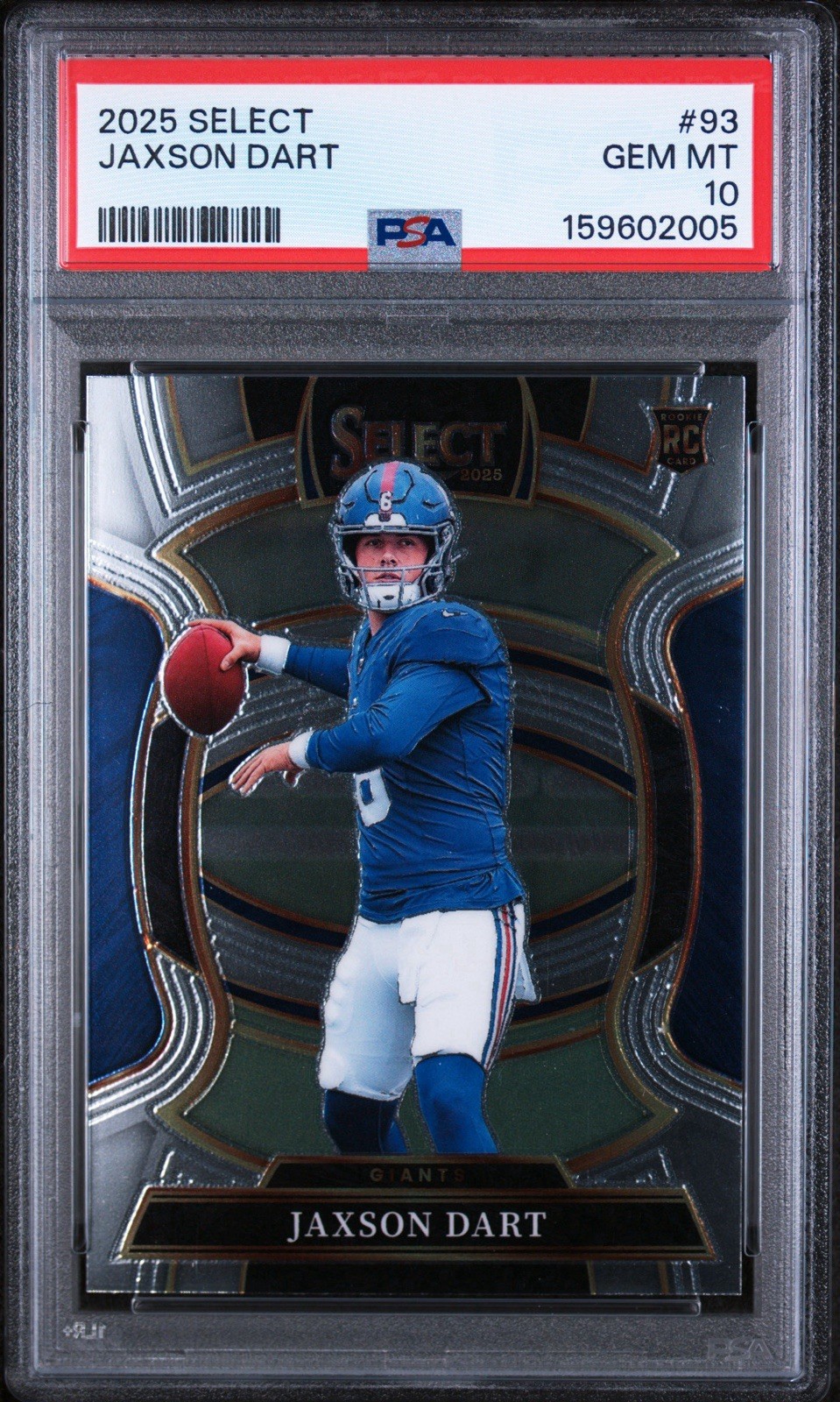 2025 Panini Select Jaxson Dart Concourse Rookie Card #93 NY Giants RC PSA 10