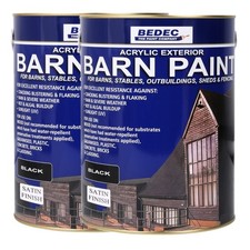 Barn Shed Paint Black 5Lx2 Satin Outdoor Paint Exterior Acrylic 2PACK BUNDLE UK