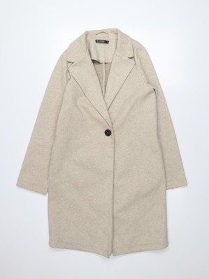 Dunnes Damen Mantel beige XS mittellang Knopf klassischer Stil