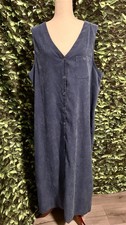 Vintage 90s Original TY Wear Sleeveless Velour Dress Pockets Blue Women’s 2X