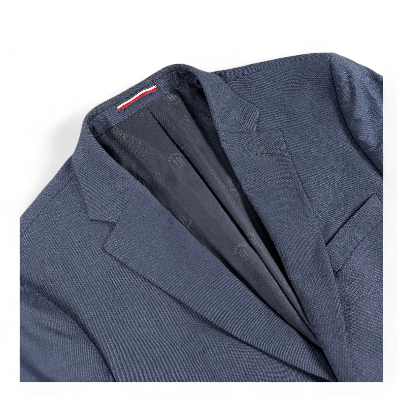 Tommy Hilfiger Blazer Mens 42S Navy Blue Wool Blend Two Button Lined Suit Jacket
