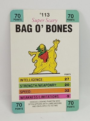 Monster in My Pocket Serie 4 Super Scary Battle Karten #113 Bag O'Bones Alu