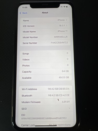 Apple iPhone 11 - 64 GB - BLACK (Unlocked) - Afbeelding 3 van 5