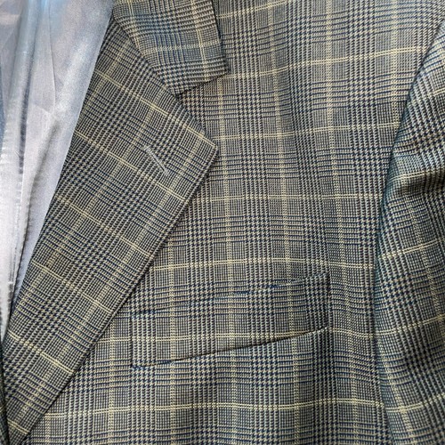 Marzotto Sartoriale Jules Pilch grün Hahnentritt Wolle ohne Schlitze Italien! 44 lang - Bild 3 von 23