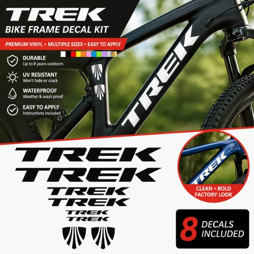 TREK Bike Frame Decal Kit – MTB Bicycle Vinyl Stickers Set (Multiple Sizes)