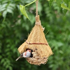 Image of Wren Finch Bird House Hand Woven Bird House Grass Birds Nest
