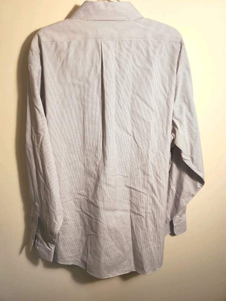 Brooks Brothers Shirt Mens 17-36 Striped Purple Button Up Polo Business - Image 4 of 4