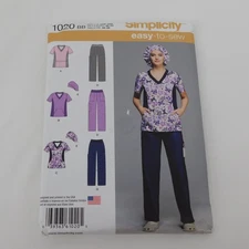 Simplicity 1020 Scrubs Sewing Pattern Women Plus Sizes 20W-28W Pants Shirt Uncut