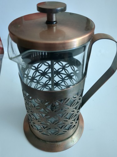 French Coffee Press Copper Color Lattice Pattern Glass Tea Maker