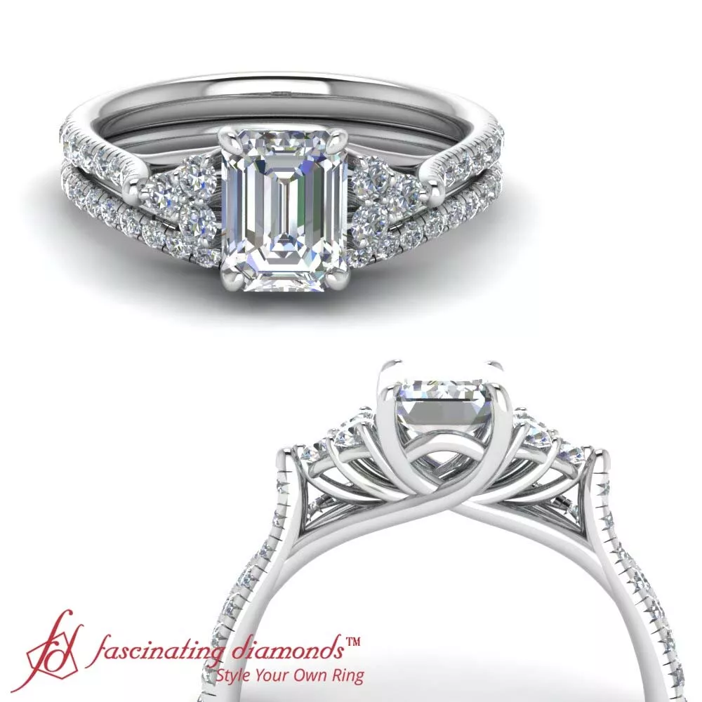 Emerald cut shop cathedral setting