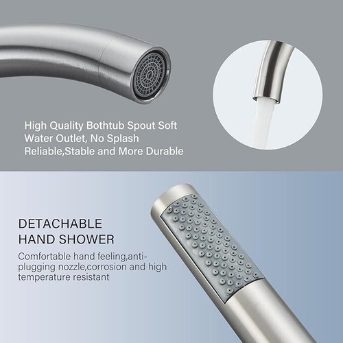 Freistehende Wannenfüller Nickel gebürstetes Bodenmontage Badewannenarmaturen - Bild 2 von 5