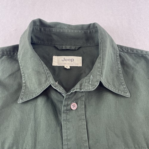 Jeep Long Sleeve Shirt Men Size Large Olive Green Outdoor Casual Dress Pockets - Picture 3 of 12