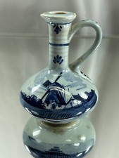 Delft Holland Miniature Pitchers Hand Painted Windmill  Flowers