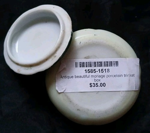 Antique HAND-PAINTED JAPAN NIPPON MORIAGE PORCELAIN VANITY TRINKET BOX 3.25" Vtg - Picture 5 of 8