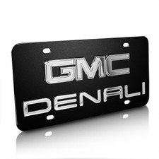 Gmc Denali Double 3d Logo Black Stainless Steel License Plate Made In Usa