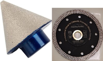 4.5'' Super Thin Turbo Blade + Diamond Chamfer Bit 3/16''-1.5'' Stone Ceramic