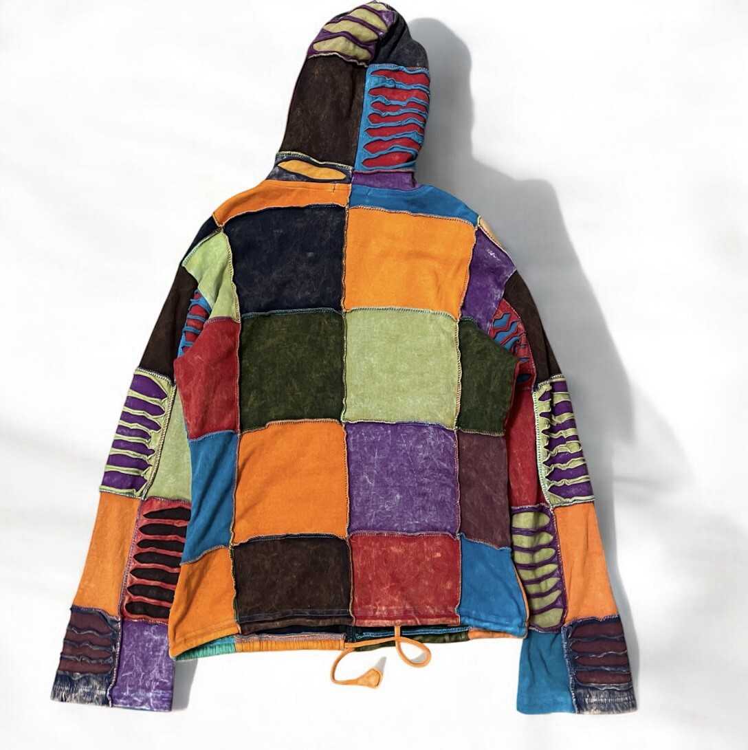 Women Stonewashed Slashed Patchwork Pixie Hooded … - image 2