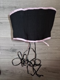 BNWT Vintage Ann Summers Insinuate Black/Pink PVC Corset Top Size Medium 14-16 