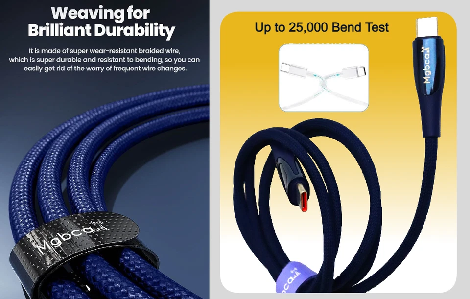 Mgbca Nylon Sonic Fast Charge USB-C Cable For Galaxy S23 FE/S21 FE Display - Image 4 of 4