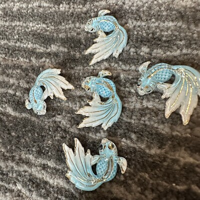 Blue Resin Goldfish Charms Colorful Fish Animal Crafts 1” Pendant DIY  Pack New