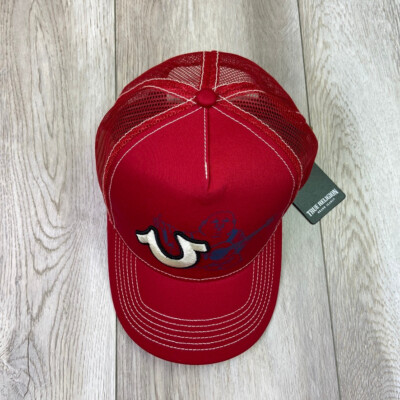 True Religion Cap Hat Snap Back Men Red Trucker Mesh Buddha True Religion Cap Hat Snap Back Men Red Trucker Mesh Buddha