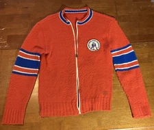 Rare 1970s New England Patriots Full Zipper Wool Sweater Boys Small Sears Patch