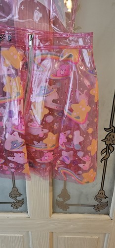 Dolls Kill Care Bear Pinafold/ Overall PVC Dress UK Small/8 - Picture 7 of 8