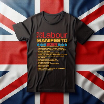 T-Shirt Labour Party Manifest, UK Wahlen 2024 T-Shirt, Abstimmung Labour Party T-Shirt
