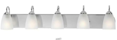 Progress Lighting-Gather 5-Light Polished Chrome Etched Glass Vanity Light - Picture 4 of 4