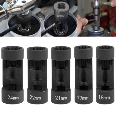 ZKTOOL Strut Nut Socket 16mm 18mm 19mm 21mm 22mm 24mm with 12 Point 1/2 Drive Suspension Strut Spreader Socket 9pc Shock Absorber Tool