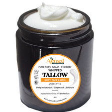 Crema facial de sebo batido sin perfume de carne de res orgánica pura hecha a mano - 8 oz