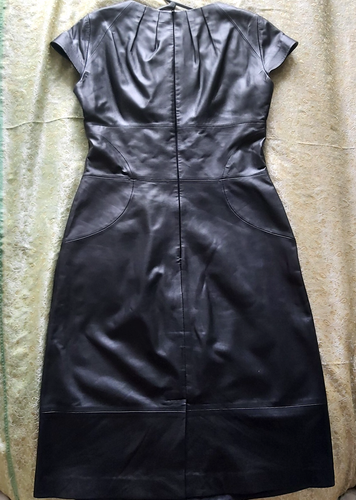 Black real italian leather midi dress from Artigiano size 10 used - Picture 7 of 7
