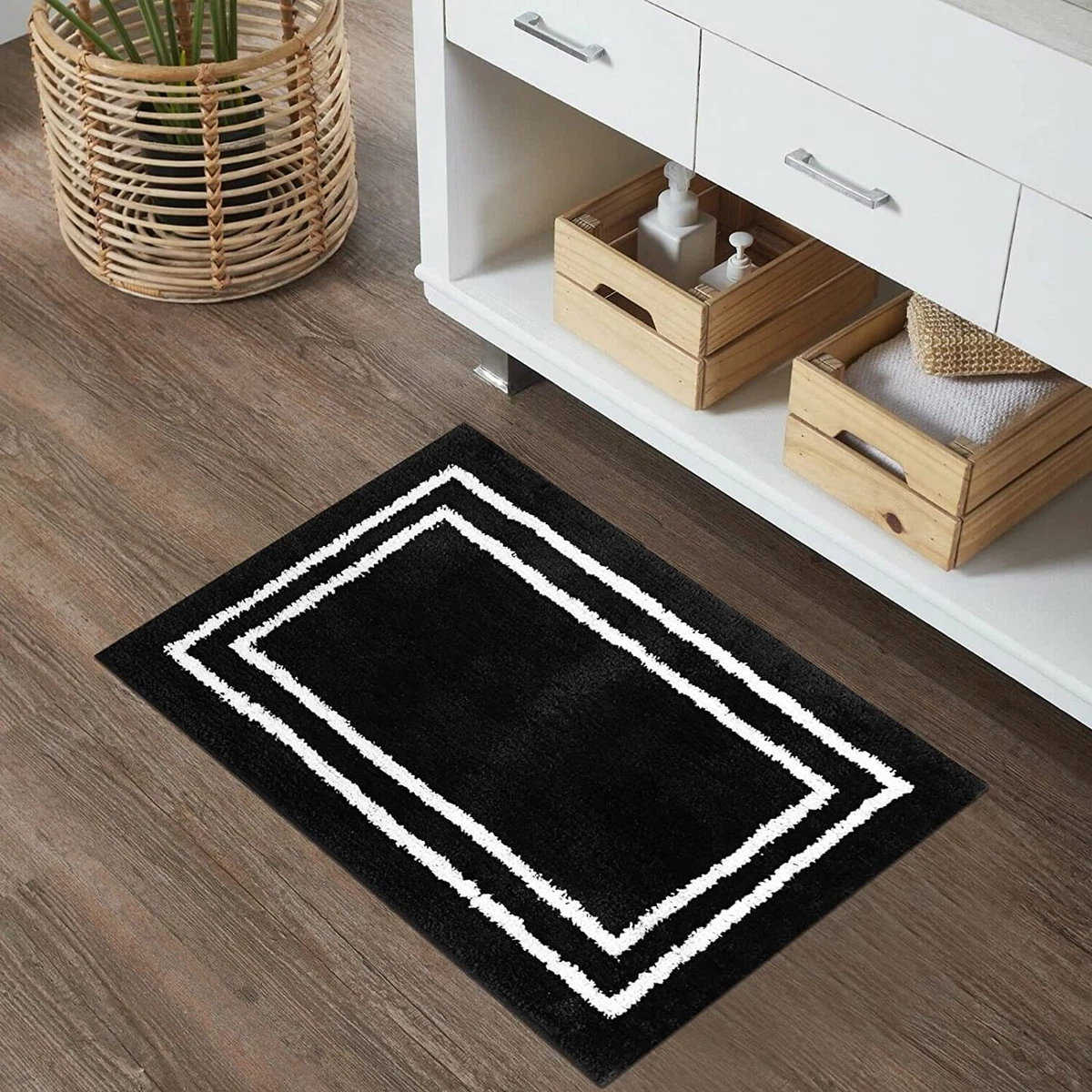 Bathroom Rug, Non Slip Bath Mat (white) Water Absorbent Soft