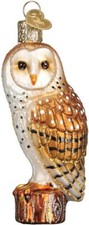 Barn Owl Blown Glass Christmas Ornament by Old World Christmas 16118