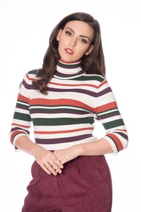 striped polo neck jumper womens