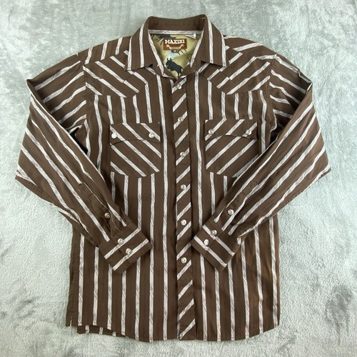 Maxini Premium Shirt Mens Small Brow Striped Diamond Snap Western Cowboy