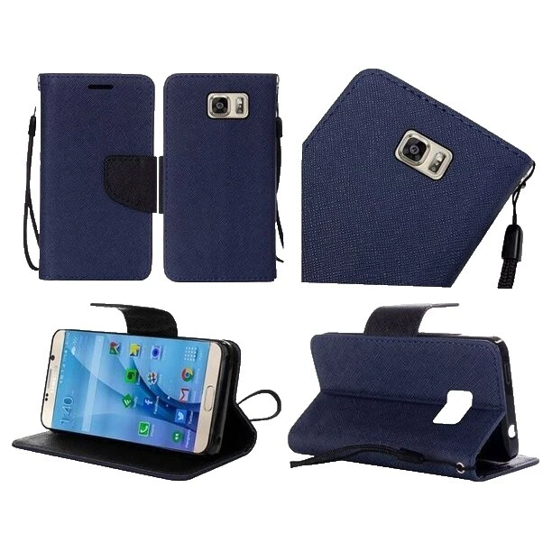 Blue Cell Phone Wallet Cases for Samsung Galaxy S7 edge