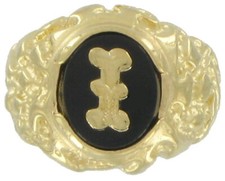 Black Onyx Initial "I" Signet Gold Tone Mens Ring USA Made Sz 10