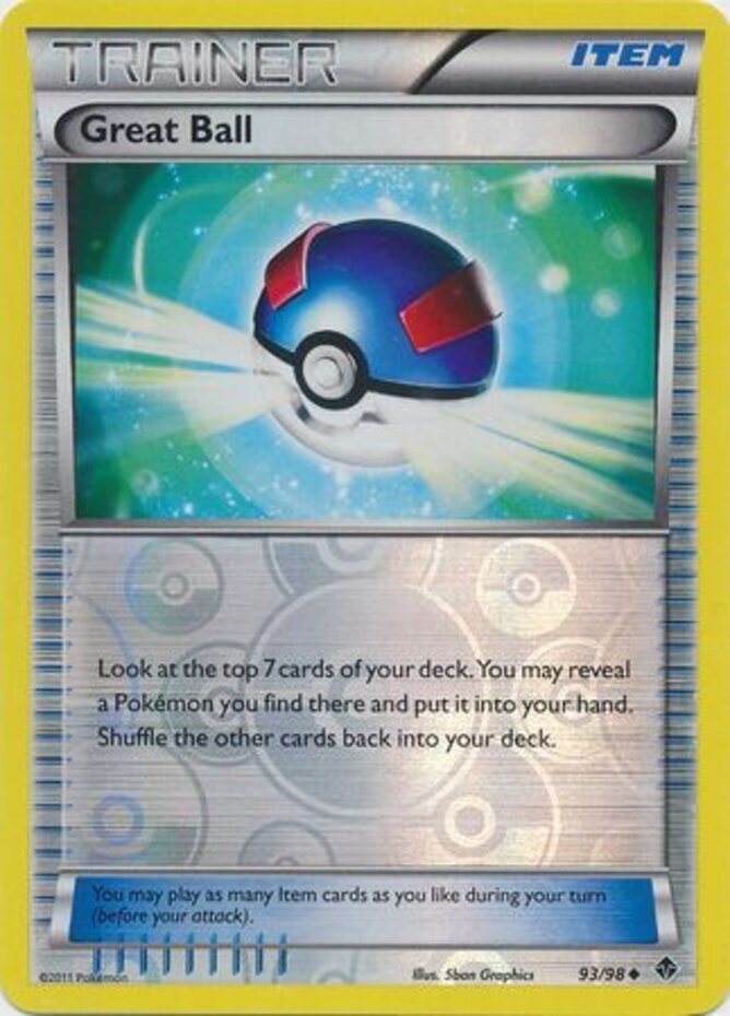 Pokemon 1x Great Ball - 93/98 - Uncommon - Reverse Holo Near Mint Emerging Power
