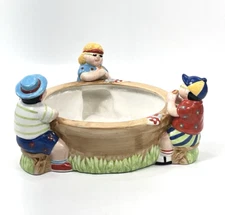 Lotus Ceramic Serving Bowl Family Picnic 9" Vintage 1990s Chip Dish